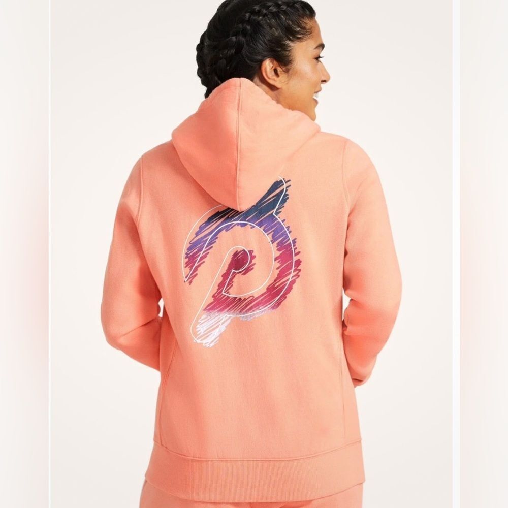 Peloton Womens Lightweight Logo Ful Zip Hoodie, Peach, Desert Flower, Small, NWT